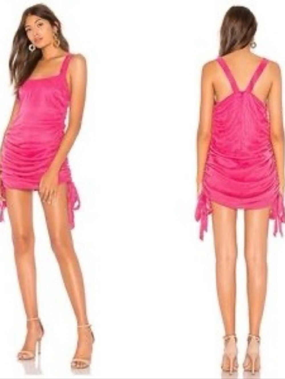 NWT Lovers + Friends Ruched Tina Mini Dress in Hot Pink XS